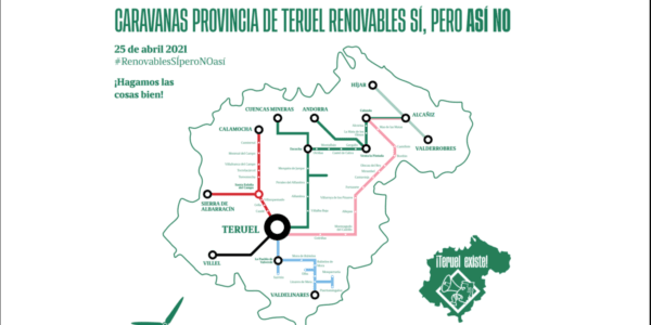 Manifestación por los proyectos de renovables: este domingo caravanas de coches de todas las comarcas se reunirán en Teruel