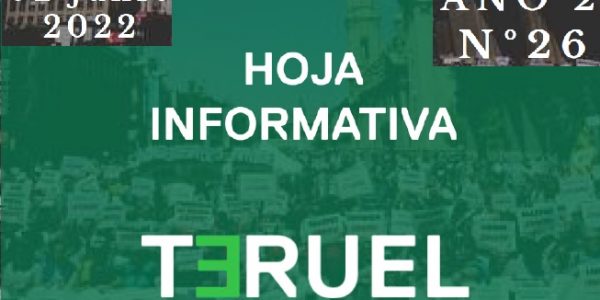 26. Hoja informativa de Teruel Existe. Junio 2022