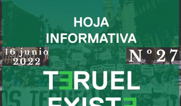 27. Hoja informativa de Teruel Existe. Junio 2022
