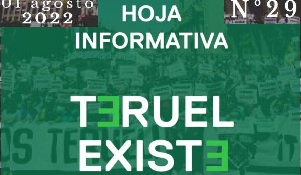 29. Hoja informativa de Teruel Existe. Agosto 2022