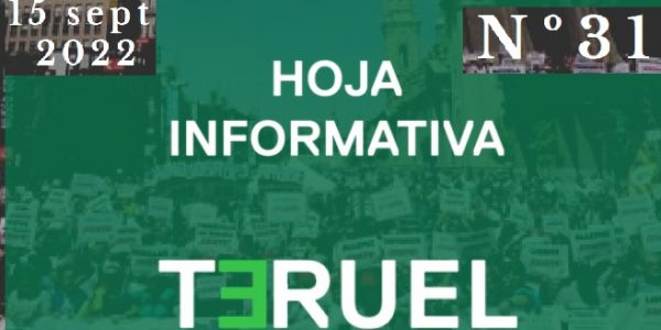 31. Hoja informativa de Teruel Existe. Septiembre 2022